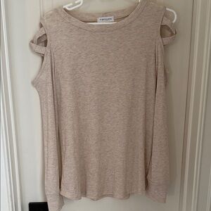 First Love Women's Cream Cold Shoulder Long Sleeve Top